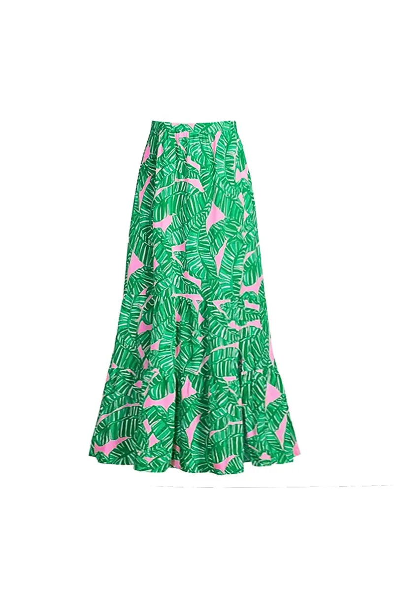 Traje de baño de una pieza con estampado de volantes verdes