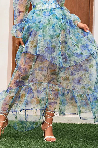 Conjunto de traje de baño de una pieza con apliques florales