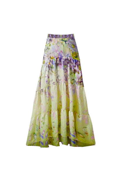 Traje de baño estilo hada con lazo y apliques florales
