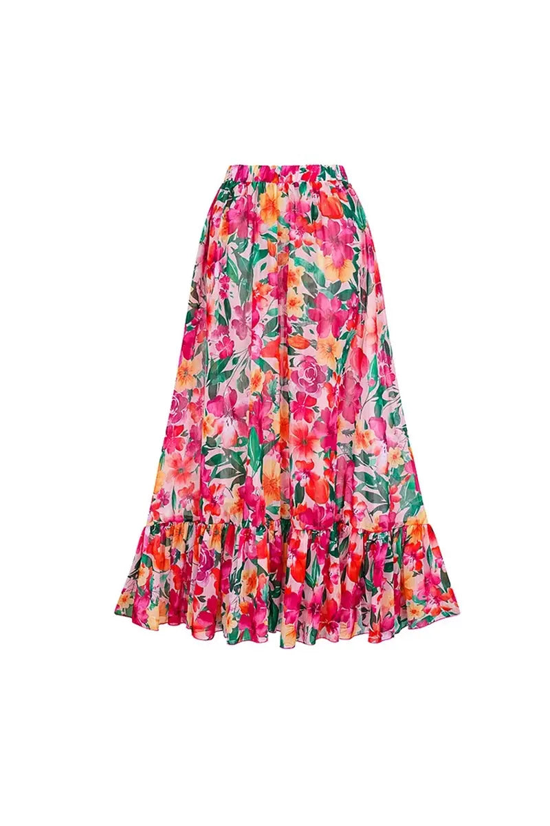 Traje de baño floral sin espalda para vacaciones en la playa
