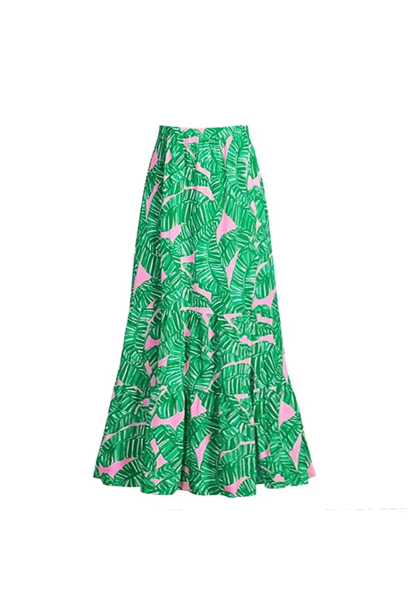 Conjunto de surf floral con cremallera verde