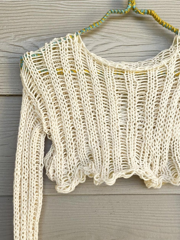 Short Cutout Crop Smock Crochet Top