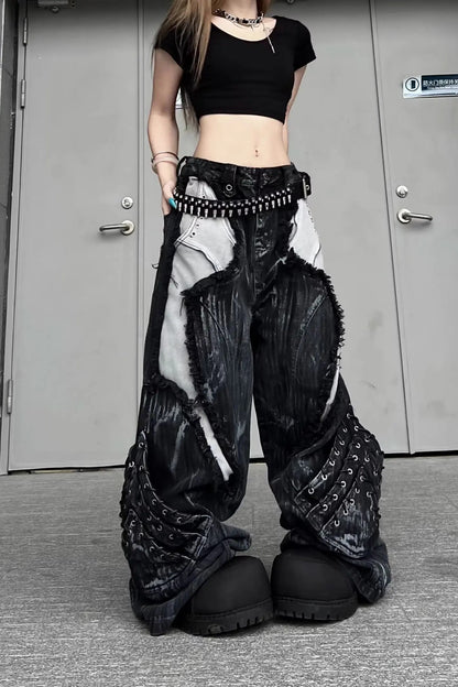 Vintage Patchwork Distressed Pants