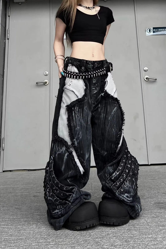 Vintage Patchwork Distressed Pants