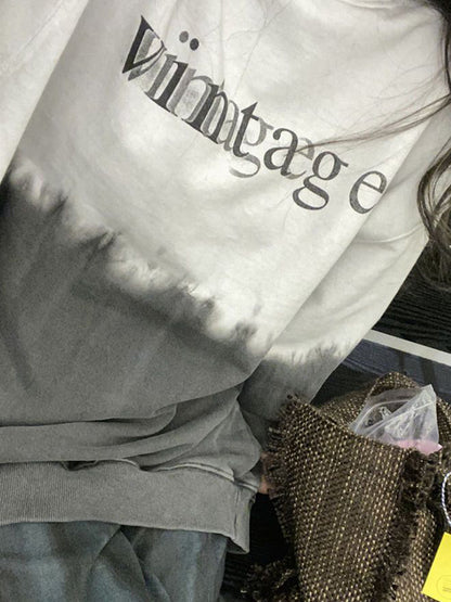 Smudge Overlap Letter Print Sweatshirt