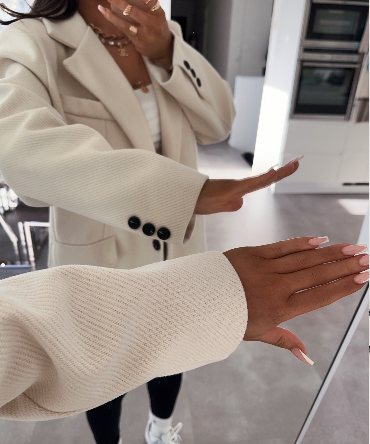 Women's Trendy Beige Blazer with Pockets and Buttons | Great for Everyday Wear