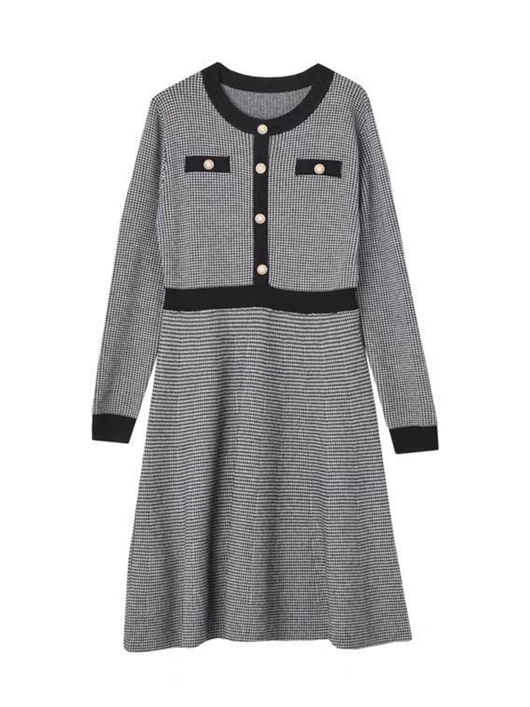 Sarah Elegant Style Round Neck Knitted Dress