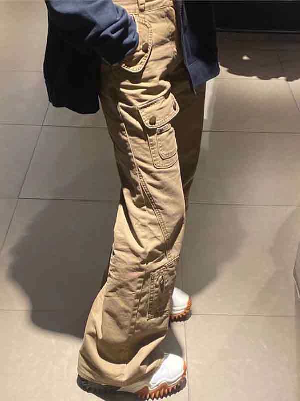 Multi-Pocket Flared Straight Cargo Pants