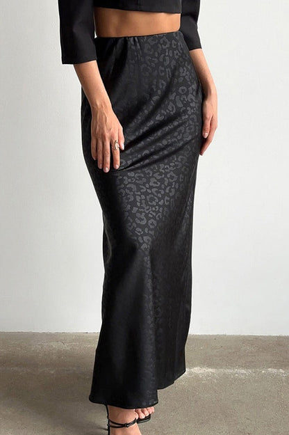 Leopard Print Satin Mermaid Skirt