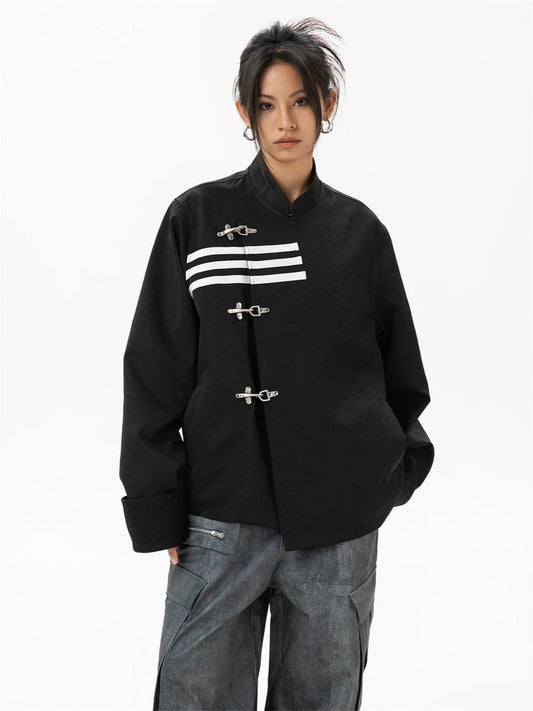 Relaxed Fit Mandarin Collar Jacket