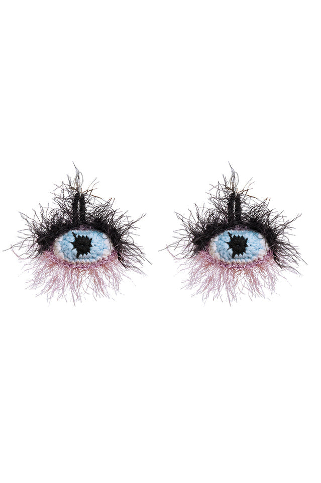 Eye Pattern Plush Earrings Handmade