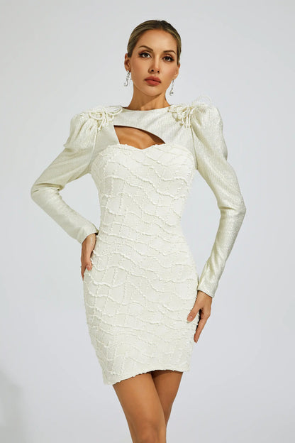 Kenneth White Lattice Patterned Mini Dress