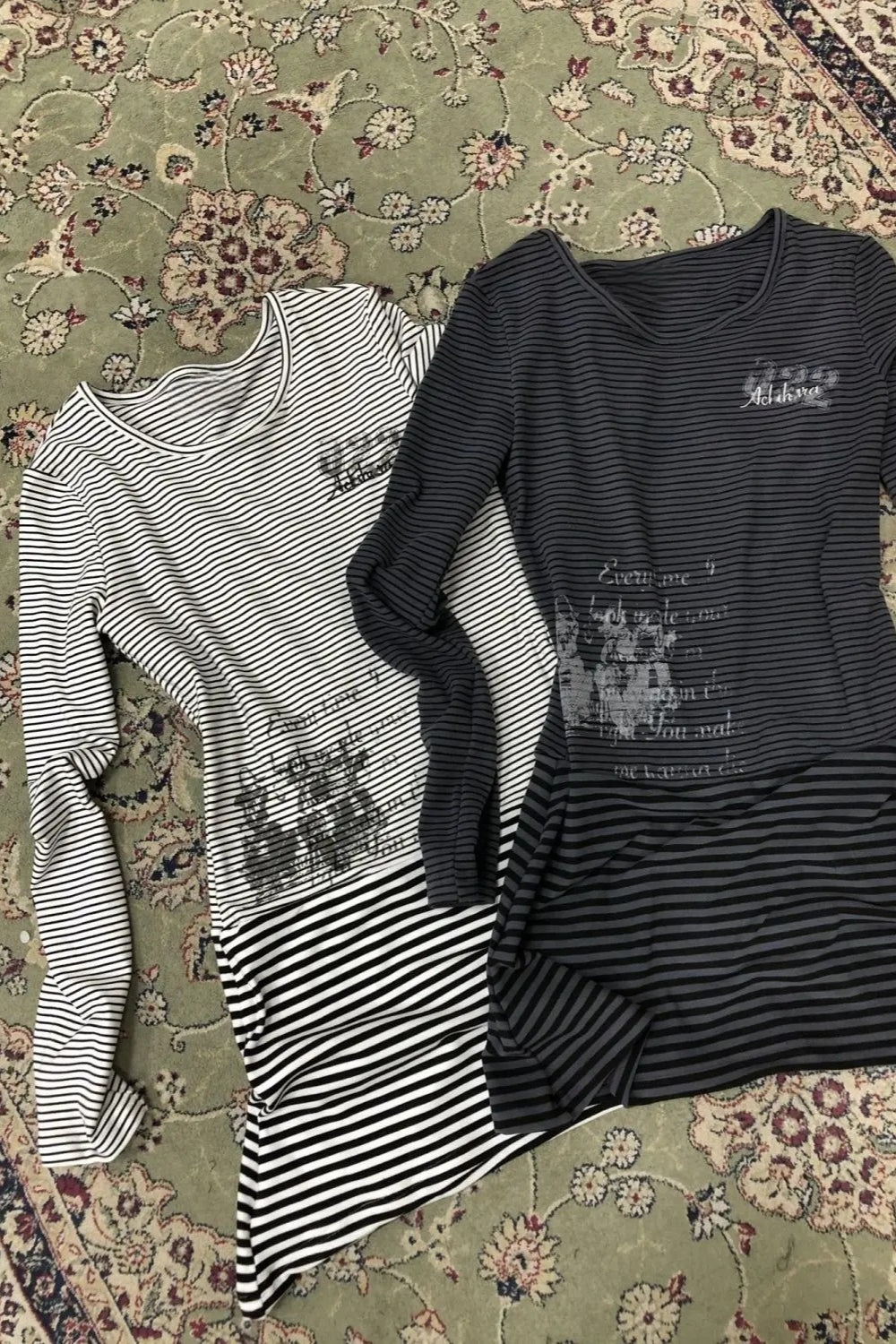 Y2k Punk Striped Long Sleeve Knit Top