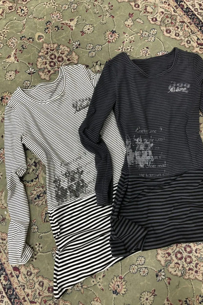 Y2k Punk Striped Long Sleeve Knit Top