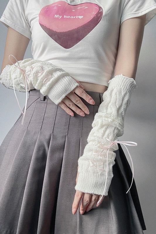Y2K Japanese Cute JK Lolita Long Stacked Gloves