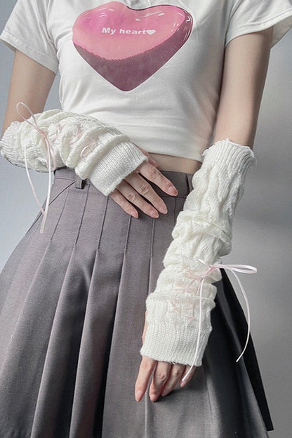 Y2K Japanese Cute JK Lolita Long Stacked Gloves