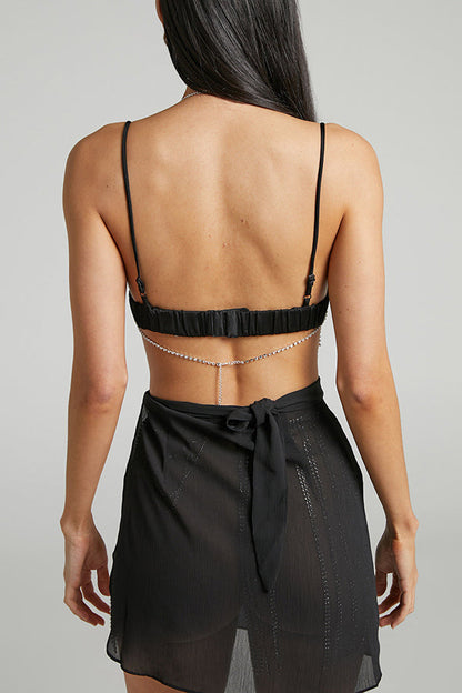Sexy Rhinestone Tassel Mesh Body Chain