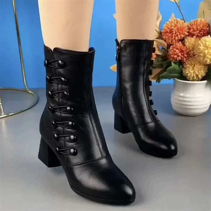 Botas veganas clásicas lisas con tacón para mujer | Ideales para el día a día