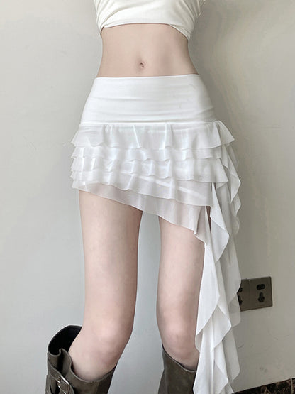 Resort Style Ruffle Irregular Mini Skirt