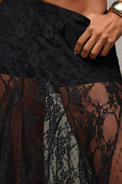 Versatile Lace Patchwork Slim Maxi Skirt