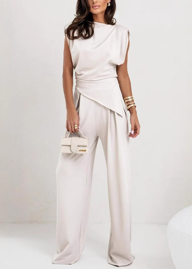 Nova Asymmetric Drape Pants Set