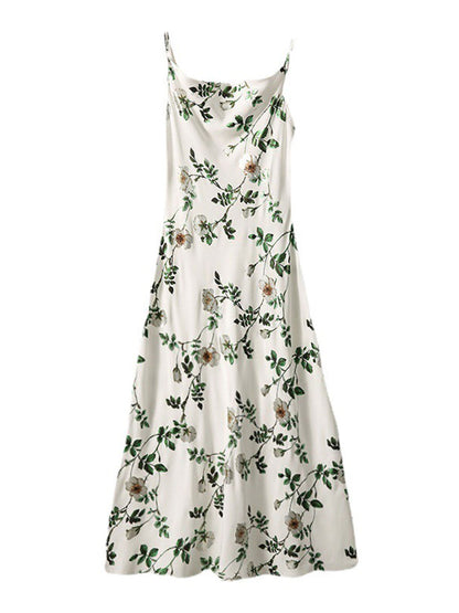 Isabella Elegant Rose Printed Jacquard Slip Dress