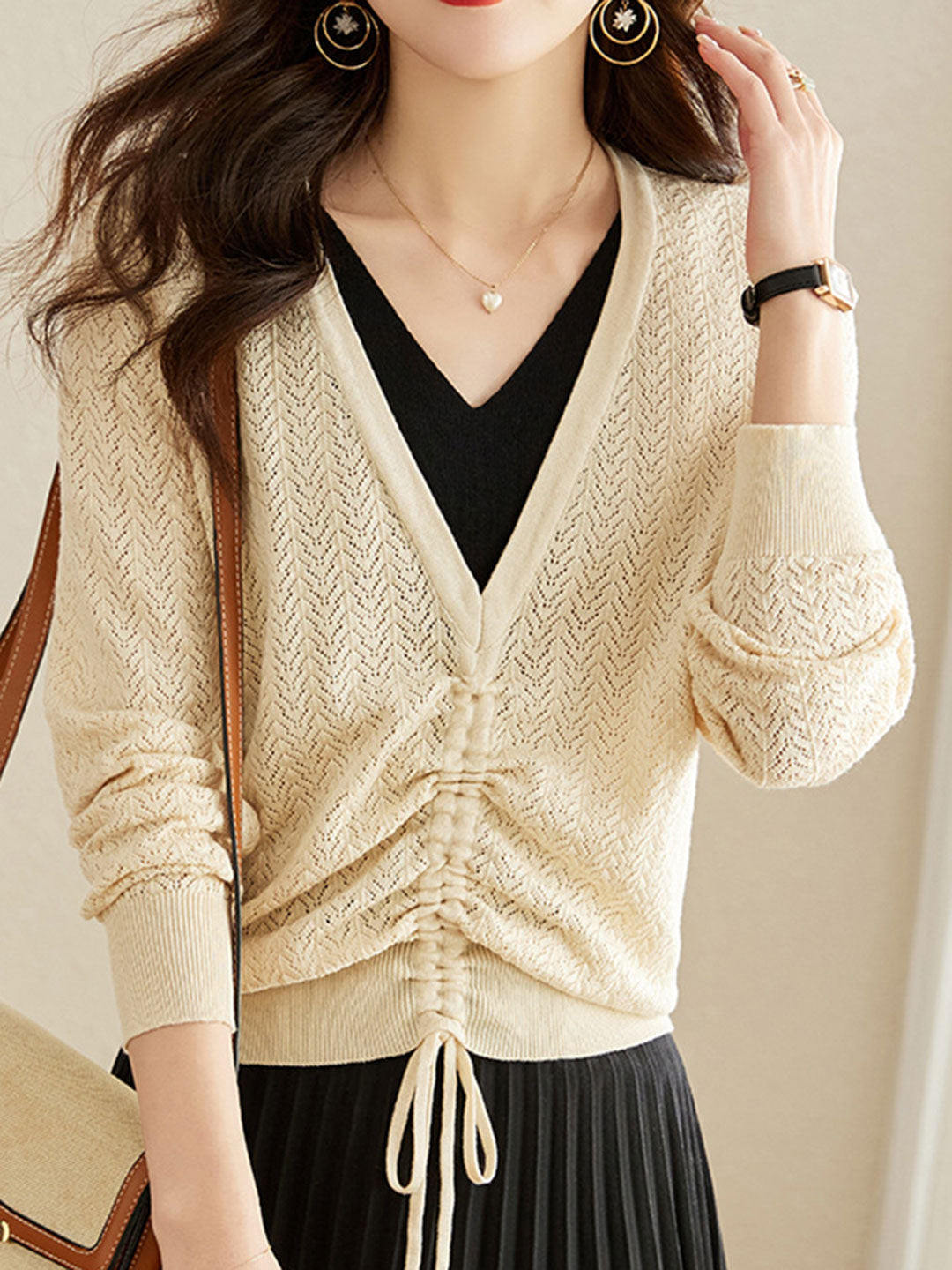 Paige Elegant Hollow Fake Two-piece Knitted Top