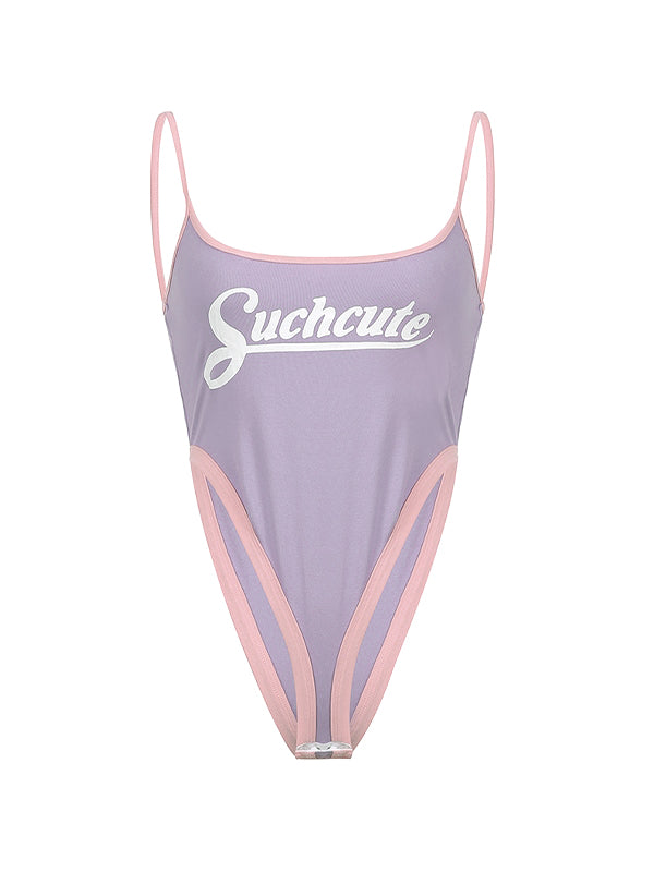 Contrasting Letter Print Bodysuit