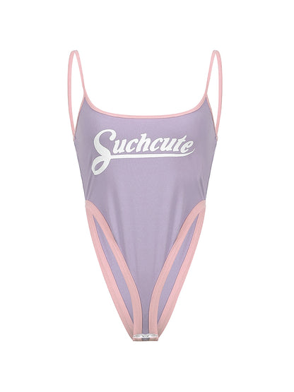 Contrasting Letter Print Bodysuit