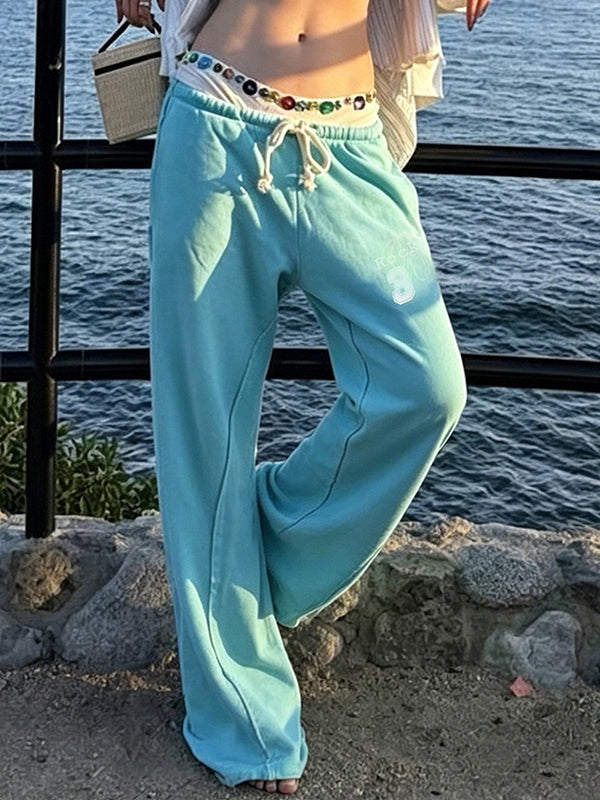 Numeric Alphabetical Prints Straight Leg Pants