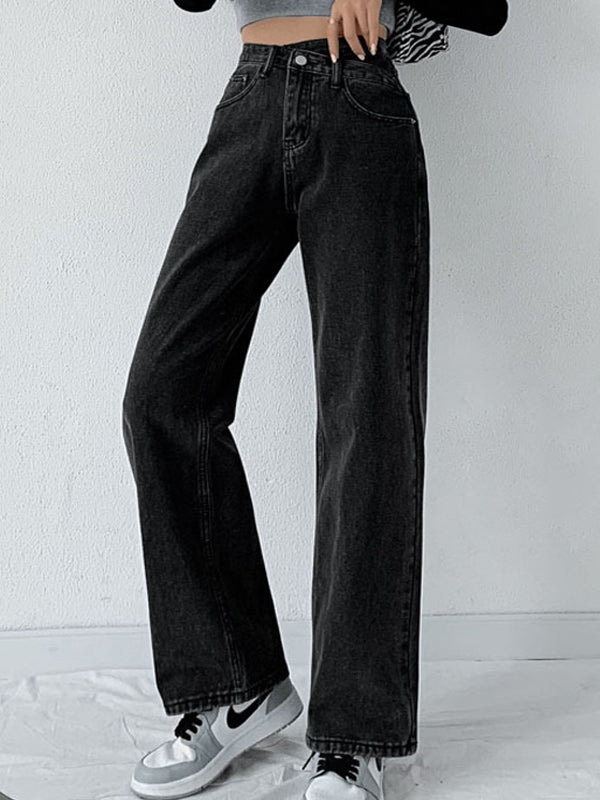 Vintage Crossover Waist High Rise Boyfriend Jeans