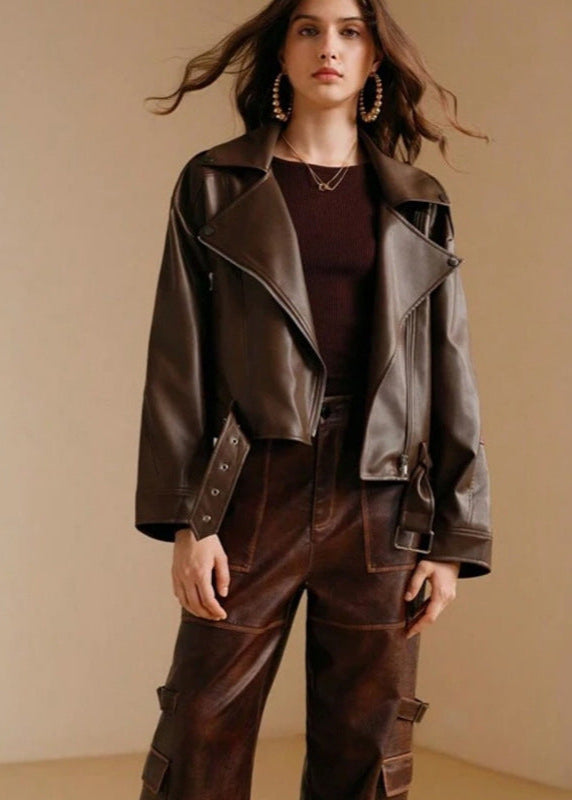 StructuRed Faux Leather Moto Jacket – Modern Edge