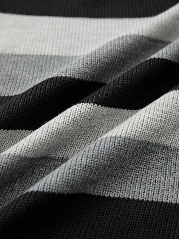 Stripe Button Decor Knit Sweater
