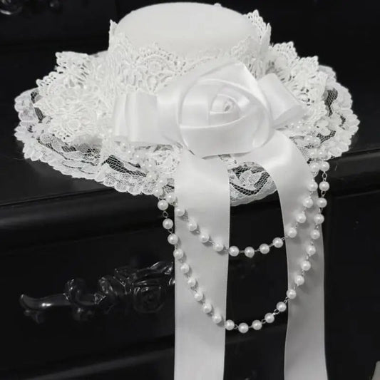 Gothic Lolita Bead Chain Lace Decorative Cosplay Hat