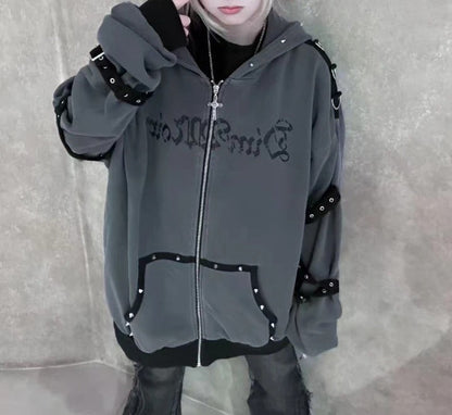 Rivet Detail Hooded Coat