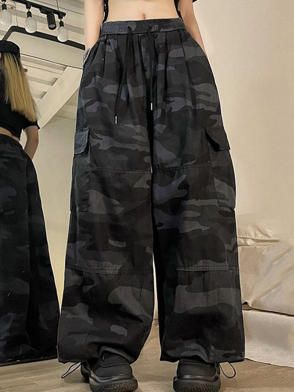 Camouflage Print Bound Feet Cargo Pants