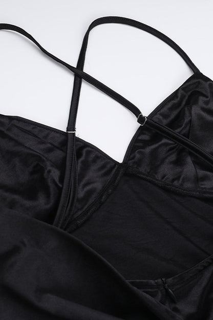 Satin Bowknot Strap Party Dress