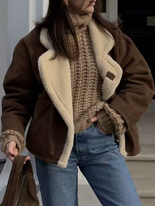 Warm Retro Lambskin Coat