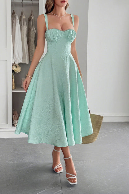 Elegant Spaghetti Strap Jacquard Maxi Formal Dress