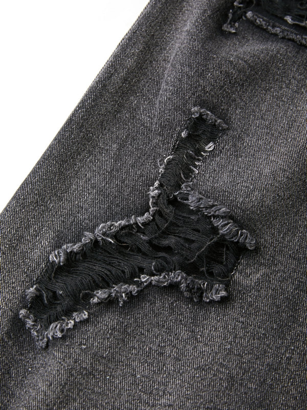 Washed Black Ripped Boyfriend Jeans