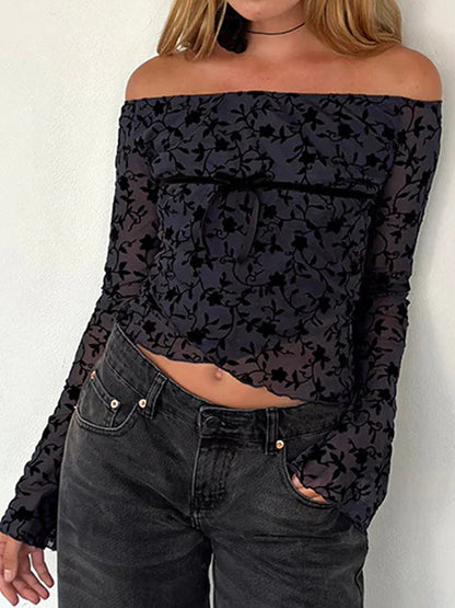 Off Shoulder Long Sleeves Tee