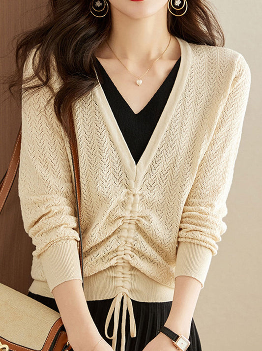 Paige Elegant Hollow Fake Two-piece Knitted Top