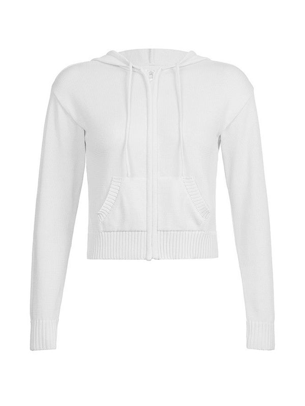 Hooded Crop Knit Cardigan