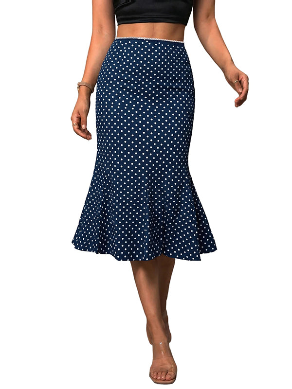 Polka Dot Ruffle Maxi Skirts