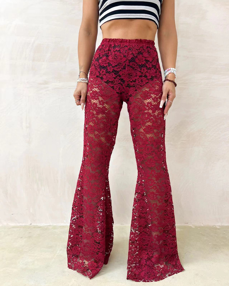 Vintage Lace Embellished Trousers