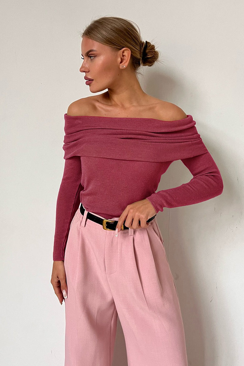 Slim Fit Off-Shoulder Knit Top
