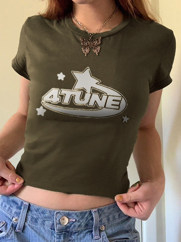 Vintage Ietter Hand Printed Tee