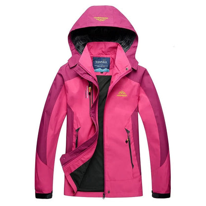 Chaqueta de esquí impermeable y elegante para mujer, con capucha y estilo activo al aire libre | Ideal para actividades al aire libre