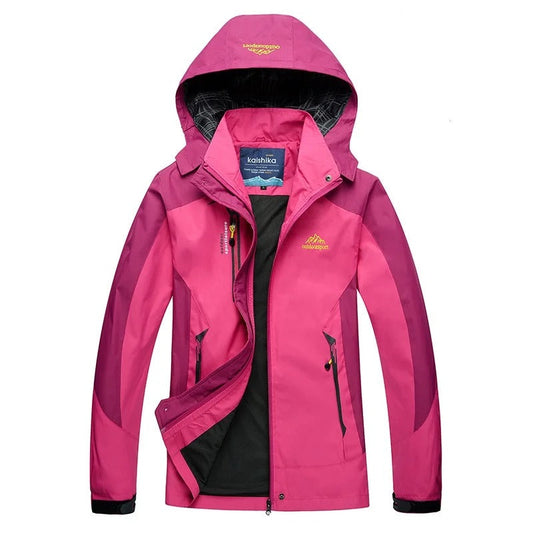 Chaqueta de esquí impermeable y elegante para mujer, con capucha y estilo activo al aire libre | Ideal para actividades al aire libre