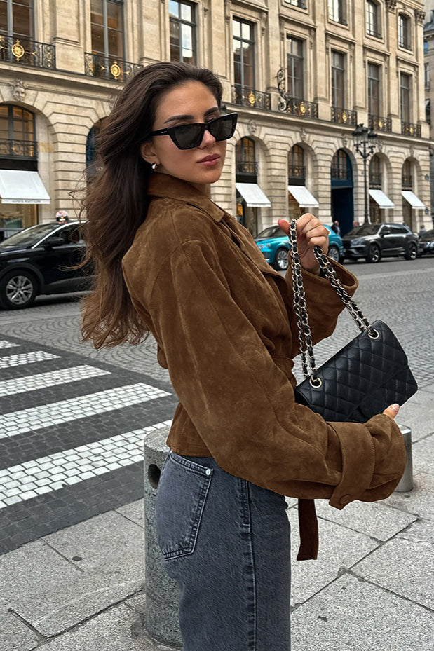 Belted Suede Trench Coat